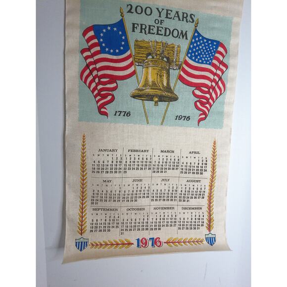 Vintage Liberty Bell 1976 Bicentennial Calendar Tea Towel New In Sleeve - Picture 6 of 8